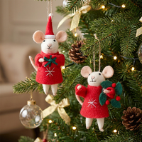 Ornement de souris en feutre de laine fait main, pendentif pour arbre de Noël, cadeau de Noël, accessoire de décoration de scène festive