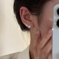 Boucles d'oreilles en argent sterling S925 avec moissanite, clous classiques à quatre/six griffes, manchette d'oreille pour femme, simples et élégantes, certifiées GRA, géométriques