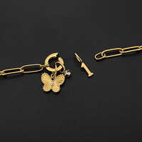 Pulsera de Acero Inoxidable Chapada en Oro de 14 Quilates con Dije de Mariposa y Número 1, Estilo Y2K, Joyería DIY para Mujer, Emanco