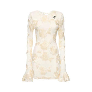 SMO robes de soirée de luxe pour femmes blanc <span class=keywords><strong>Chic</strong></span> motif floral Sexy Style rond taille naturelle méthode tissée - Product Image 1