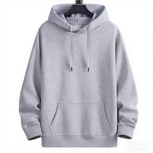 เสื้อฮู้ดแบบหลวมสำหรับผู้ชายผ้าคอตตอนสีพื้นสำหรับฤดูใบไม้ผลิฤดูใบไม้ร่วง - Product Image 2