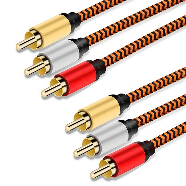 Professional Gold Plated 3RCA 3 RCA to 3RCA 3 RCA Male to Male Coaxial Audio Video AV RCA Cable for Subwoofer DVD Player HDTV TV