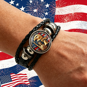 250th Anniversary United States Wrap <b>Bracelet</b> Antique Silver Plated Hemp <b>Rope</b> Classic Patriotic Jewelry Unisex - Product Image 5