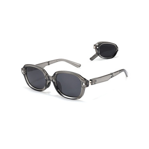 Nouvelles lunettes de soleil pliables œil-de-chat 2024, mode, verres PC UV400, monture grise, unisexe - Product Image 1