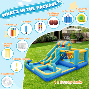 FBSPORT <span class=keywords><strong>Parco</strong></span> Acquatico Gonfiabile con Scivolo d'Acqua e Casa Rimbalzante, <span class=keywords><strong>Parco</strong></span> Giochi Acquatico Esterno per Adulti - Product Image 3