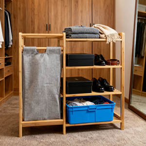 סיטונאי במבוק טבעי מדף כביסה סל אחסון מדפי אחסון מדף מדף ושקית הזזה - Product Image 5