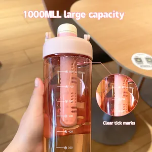 Wholesale 1000ml Water Bottle WITH TEA INFUSER Large Capacity Portable Travel Bottles Sports Fitness Cup Summer Cold Time Scale