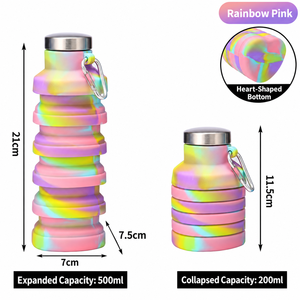 Botella de Agua Plegable de Silicona con Fondo en Forma de Corazón de 500 ml, a Prueba de Fugas, para Beber Directamente, Portátil, para Viajes, Deportes y Actividades al Aire Libre - Product Image 6