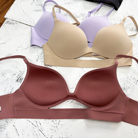 Soutien-gorge sans fil rembourré pour femme SUHE, sans couture, à bonnets moulés, push-up, confortable, pour le quotidien, uni, à fines bretelles croisées, lisse