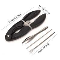 Outils multifonctionnels pour fruits de mer Ensemble de 4 outils en plastique pour le crabe avec cuillère à fourchette et aiguille à crabe en acier inoxydable