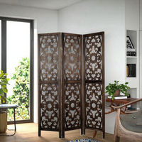 Paravent en bois brun exquis à 3 panneaux, paravent rétro, design rétro pour la décoration de la maison, paravent tendance