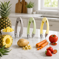 Multifunctionele fruit- en groenteschiller met roestvrijstalen punt, ABS-handvat, aardbeien-, ananas- en aardappelontschiller, keukengereedschap