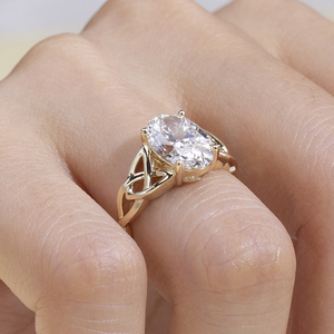 Anillo de compromiso de oro amarillo de 14 quilates con diamante de corte ovalado MSR-2187 para mujer - Product Image 3