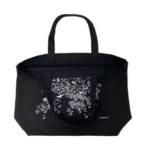 Bolso de lona negro de 12 Oz con logotipo a granel, venta al por mayor, bolsos de lona de algodón orgánico, proveedor de diseño, bolso de lona de lujo grande