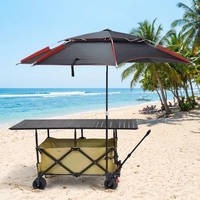 Chariot de marché nocturne pliable et réglable avec plateau, chariot de camping léger et pliable
