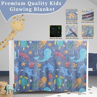 Couverture de canapé-lit douce et écologique en peluche, imprimé vie marine Glow Dolphin, style européen-américain, 50x60 pouces