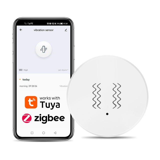 Tuya Zigbee Smart Vibration Detection Real Time Monitor Shock for Teller Vending ATM Machines with Smart Life APP