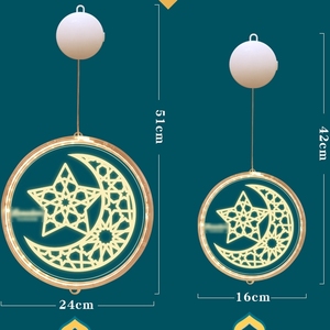 Lumières décoratives LED pour le Ramadan et <span class=keywords><strong>l</strong></span>'Aïd, étoiles, lune, lumières suspendues à ventouse, musulman, islam, Moyen-Orient, Mubarak, vacances, disque <span class=keywords><strong>de</strong></span> fenêtre - Product Image 5