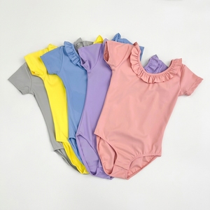 Ruffle Neck Short Sleeve Kids Ballet Leotard Cute Frill Collar Girls Dance Bodysuit for Ballet Training - Product Image 3