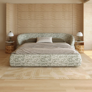 Cadre de lit double moderne en tissu de coton et lin importé, lit <span class=keywords><strong>king</strong></span> size rembourré pour chambre principale, meubles C0208 - Product Image 1
