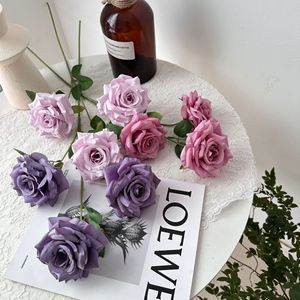 Flores Artificiales Timo, Rosa de Seda con 3 Cabezas, Decoración para Bodas, Accesorios de Fotografía, Decoración para el Hogar - Product Image 1