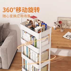 Multi Layer Storage <b>Rack</b> 5 Tier Movable With Wheels For Kitchen Bathroom Bookshelf <b>Utility</b> Cart Standing Type PP Material - Product Image 3