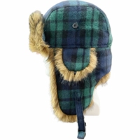 Chapeau Trappeur Portable et Pliable à Carreaux, Chaud pour l'Hiver, Noir, Style Aviateur Doux en Fausse Fourrure, Prêt à Voyager