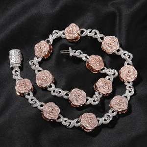 Collar de Moda con Incrustaciones de Diamantes de Imitación en Forma de Rosa y Brazalete en Forma de 8, Estilo Hip Hop de Alta Gama - Product Image 2