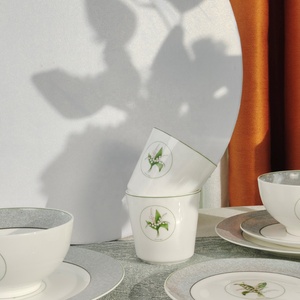 Service de table le plus vendu, style muguet européen en porcelaine fine, 10 pièces, vert porte-bonheur, ensemble de dîner en céramique 72 pièces - Product Image 6