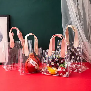ショッピング、収納、結婚式、誕生日プレゼントバッグ用の透明なリトルデイジーギフトバッグ