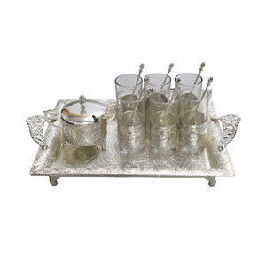 Tasse à café en verre avec cadre en métal, style turc et saoudien, avec pot à thé et plateau - Product Image 5