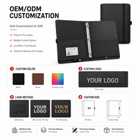 Carpeta de Anillas A4 de Cuero PU con Logotipo Personalizado, Organizador de Portafolio de Negocios con Ventana para Identificación y Portaplumas para Reuniones de Oficina, Venta al Por Mayor