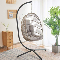 Fauteuil suspendu d'extérieur avec support, en osier durable et résistant aux intempéries, chaise balançoire en rotin pour patio