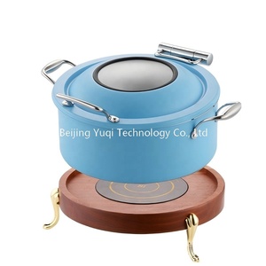 Olla Eléctrica Comercial Azul Cielo Pequeña de 4.5L <span class=keywords><strong>con</strong></span> Base Redonda de Inducción para Sopas y Salsas en Cafeterías - Product Image 6