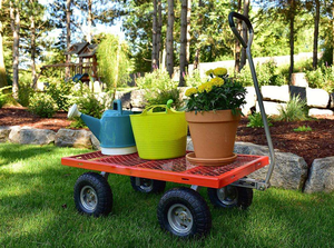 Chariot de camping à quatre roues en acier inoxydable rouge, chariot de courses, design pliable, panneaux latéraux amovibles, fond plat de 10 pouces, OEM - Product Image 6