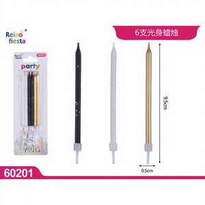 Set di 6 Candele Affusolate per Compleanno in Nero, Bianco e Oro per Celebrazioni ed Eventi Pasquali di Peiyong Modello 60201 - Product Image 1