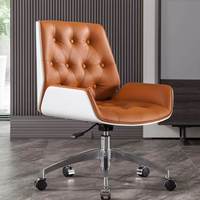 Fauteuil de bureau en cuir véritable avec accoudoirs – Confortable pour les longues sessions, polyvalent pour chambre, bureau et diffusion en direct