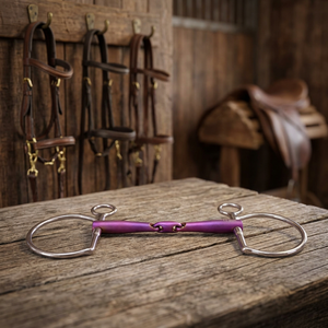 Bridon Baucher à double articulation en titane rose Tough Tack TT-PTB-001 avec emballage personnalisé - Product Image 4
