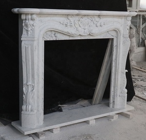 Manteau de cheminée en marbre blanc de Carrare italien sculpté à la main à bas prix d'usine conception personnalisée - Product Image 3