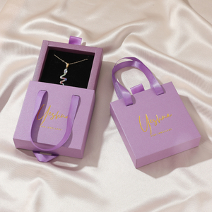 Handle <b>Drawer</b> Jewelry Paper Box with Foam & Satin <b>Insert</b> for Necklace Bracelets Earrings - Product Image 4