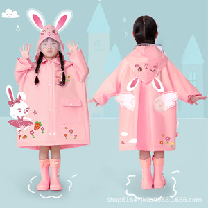 Childrens Raincoat Pink Unicorn Design With Wings And Hood For Kids School Travel Wear Size 3-10 Years - Product Image 3