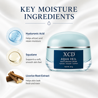 Crème Hydratante à l'Acide Hyaluronique et au Squalane 30g Aqua Veil Crème Visage Légère Hydratante Lissante Confort Quotidien Soin Facial en Pot