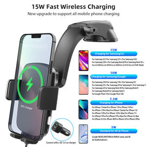 Nouvelle ventouse de charge rapide 15W support de téléphone portable de voiture <span class=keywords><strong>Induction</strong></span> automatique support de téléphone de voiture chargeur sans fil - Product Image 4