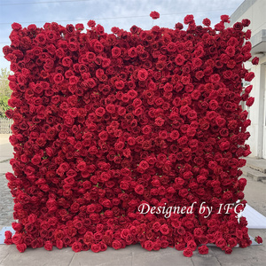ฉากหลังดอกไม้ประดิษฐ์ม้วนได้ ขนาด 8*8 ฟุต คุณภาพสูงจาก IFG Wholesale สำหรับตกแต่งงานแต่งงาน - Product Image 3