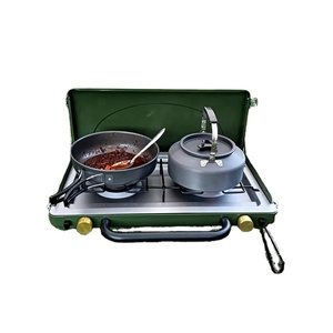 三燃烧器炉灶便携式不锈钢折叠户外野营野餐燃气双人野营炉 - Product Image 1