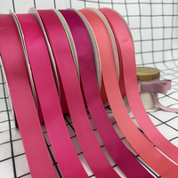 Ruban en gros-grain côtelé en polyester rose écologique personnalisé, certifié OEKO-TEX, pour emballages cadeaux de luxe et bouquets de fleurs