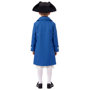 Disfraz colonial para niños, conjunto de vestido y abrigo azul para niños y niñas, traje para actuación de Halloween - Product Image 4