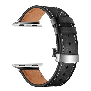 Chiusura rapida con fibbia a farfalla con <span class=keywords><strong>cinturino</strong></span> in <span class=keywords><strong>pelle</strong></span> a grana per <span class=keywords><strong>Apple</strong></span> <span class=keywords><strong>Watch</strong></span> Band 38mm 42mm - Product Image 1