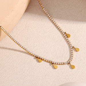 Dreamidea 18K Gold Plated Jewelry Set with Cubic Zirconia and Heart Shaped Charms Necklace and <strong>Bracelet</strong> <strong>Combo</strong> - Product Image 3