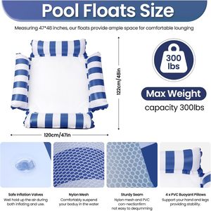 Bouée gonflable 4-en-1 en PVC, bleu et blanc rayé, multifonction, pour adultes - Product Image 3
